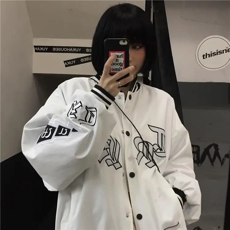 Spring/autumn Baseball Uniform Women Jacket Men Loose Hong Kong Style