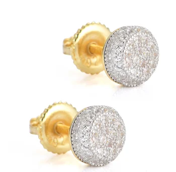 

MISSIVY New 7mm micro pave sparking bling clear cz round dots Boy men hip hop bling fashion screwback earring stud earrings