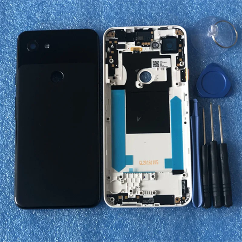 Чехол для задней батареи 5," Google Pixel 3a Axisinternational+ Боковая кнопка громкости питания+ стеклянный объектив+ вспышка+ инструмент
