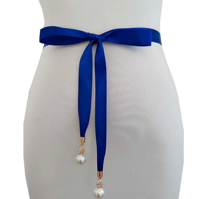 royal blue 160 см* 2 см 21 цвет Женская лента жемчужный пояс для свадебных платьев Свадебные ремни для подружек невесты платье пояс - Цвет: royal blue