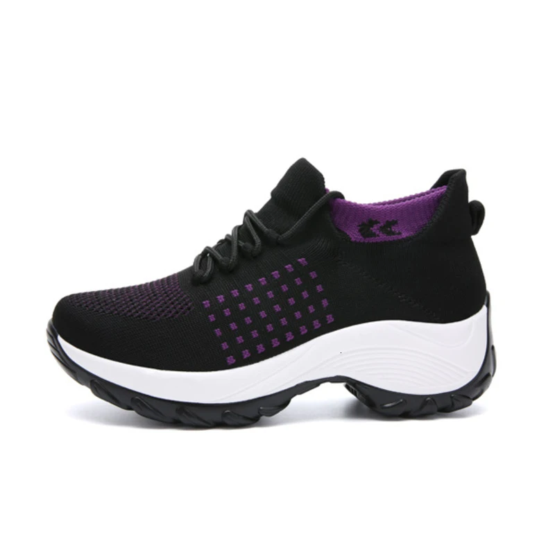 Кроссовки женские сетчатые на платформе 5 см износостойкие шнуровке