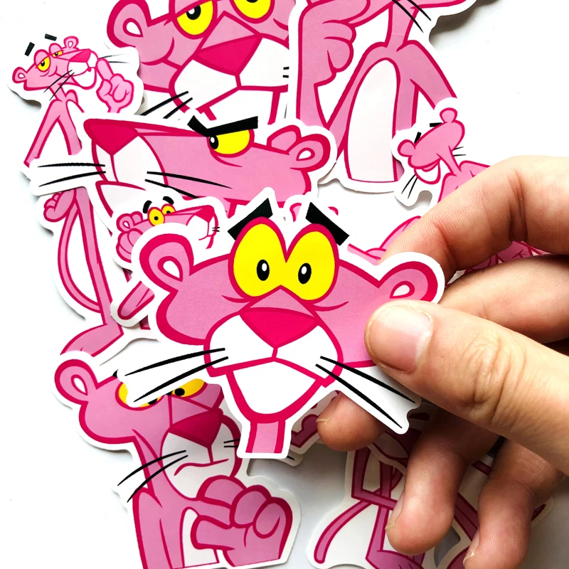 10Pcs PINK PANTHER Anime Stickers Lot Waterproof Decals Graffiti Cartoon Images 