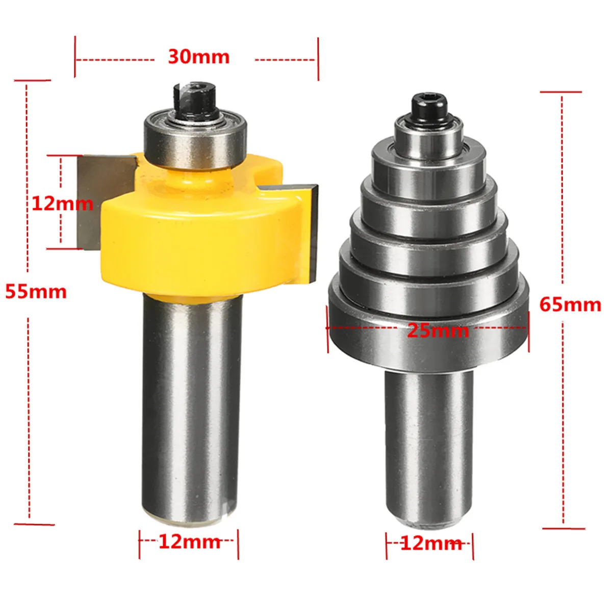 Drillpro RB31 2 шт. 1/2 дюйма хвостовик твердосплавные фрезы с 6 подшипниками Набор бит фрезы