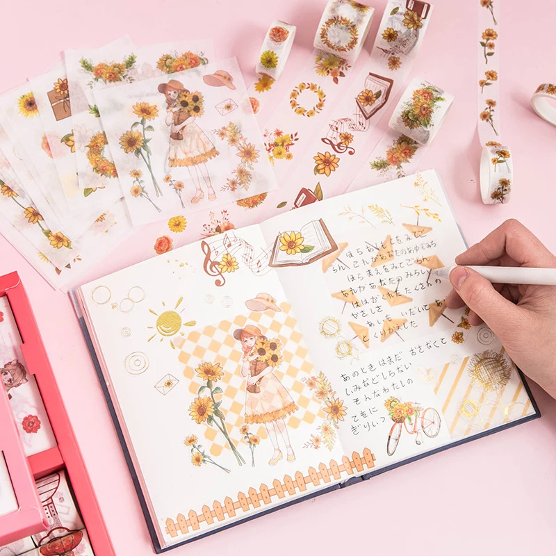 12 10 stücke Aufkleber Washi Tape Set niedlichen Vintage Mädchen Blumen Papier bänder für Journal Scrap booking Malerei DIY Deko Masking Tapes – Detail 5
