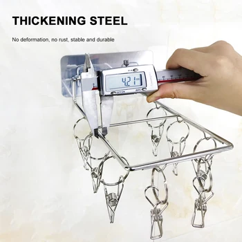 

8/10 Clips Wall-Mounted Hooks Rack Stainless Steel Drying Racks Underwear Socks Hanger Portable Cloth Drying Rack Clothes Rack