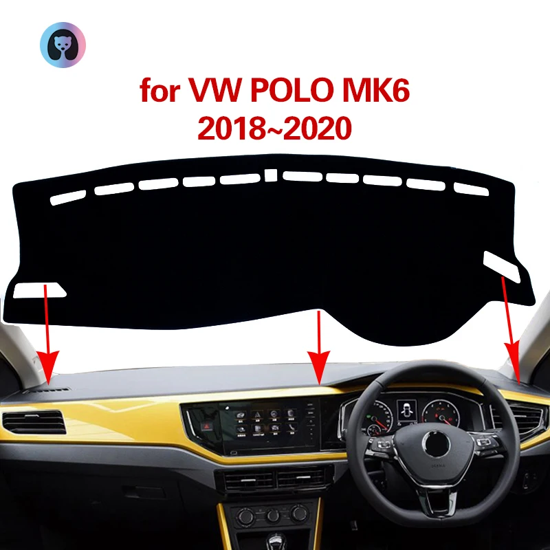 

for Volkswagen VW POLO MK6 Anti-Slip Mat Dashboard Cover Pad Flannel Sunshade Dashmat Carpet Car Accessories 2018 2019 2020