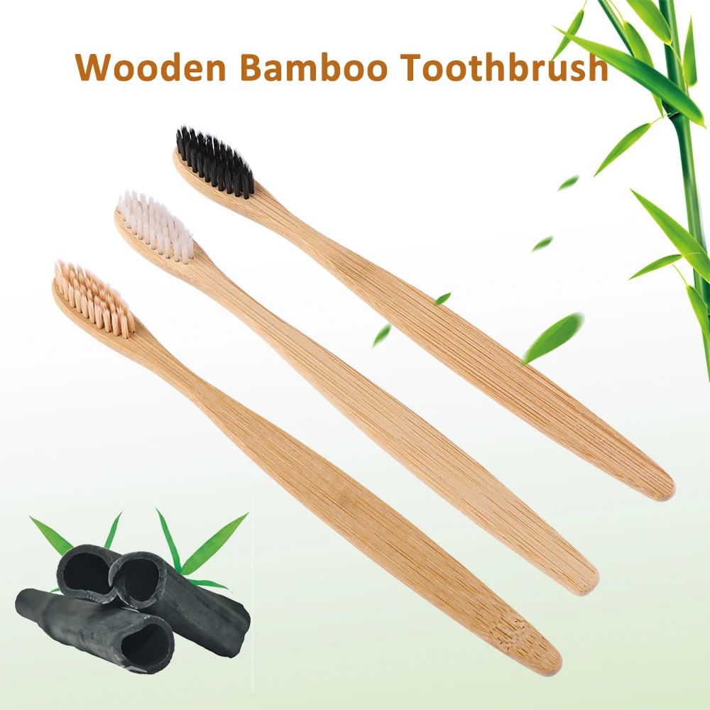 1PC Wooden Toothbrush Solid Bamboo Handle Soft Fibre Eco-Friendly Teeth Brushes Dental Cleaning Adult Oral Care Healthy Products