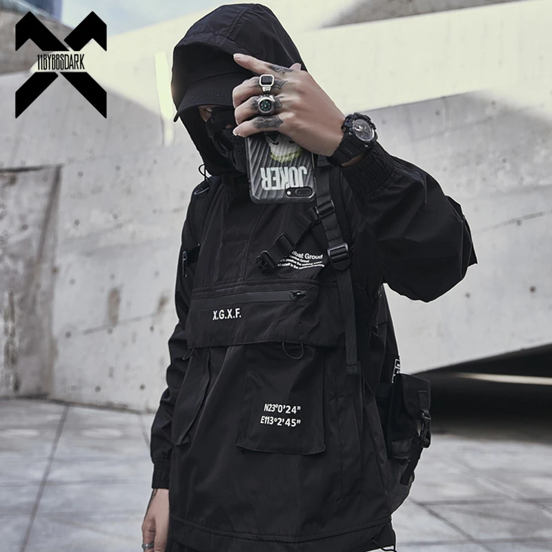 11 BYBB'S DARK 2021 Tactics Jackets Function Pullover Windbreaker Streetwear Hoody Black Cargo Jacket Fashion Coats Male GB138