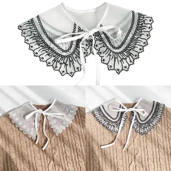 

Shirt collar collar large lapel collar shirt female organza Fake collar embroidered collar