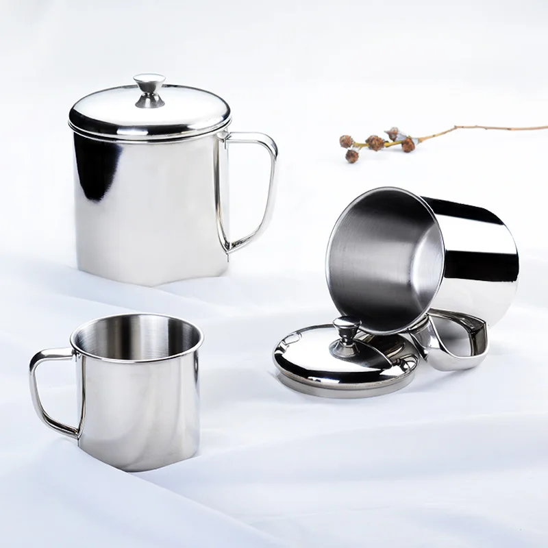 

304 Stainless Steel Cup with Lid Cup Single Layer Thick Mug Kindergarten Cup Customizable Gift