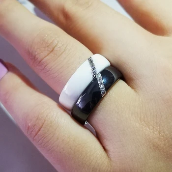 

2020 new luxury Ceramic White black color engagement ring for women lady for men anniversary gift jewelry wholesale R5540