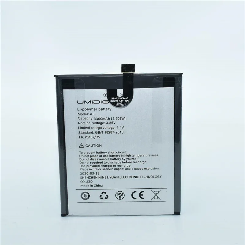 

Mobile phone battery for UMIDIGI A3X battery 3300mAh Long standby time High capacity for UMIDIGI A3X battery