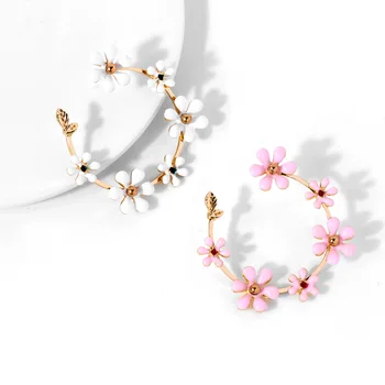 

2020Unique Design Jewelry Pattern Big Circle Youth2Sweet and Fresh Handmade Drop-Oil Earrings