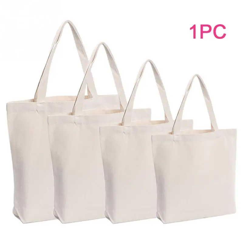 

Reusable Large Capacity Canvas Portable Shopping Bag Grocery Eco Friendly Single Shoulder Student Tote Solid Color Storage