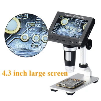 

1000x 2.0MP USB Digital Electronic Microscope DM4 4.3"LCD Display VGA Digital Microscope 8 LED Stand for PCB Motherboard Repaire