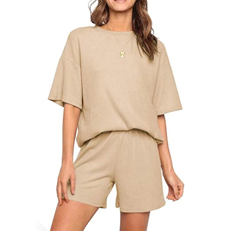 

Новинка лета 2021, однотонный Модный повседневный костюм из двух предметов с коротким пиджаком и круглым вырезом, женский костюм, костюм с шортами