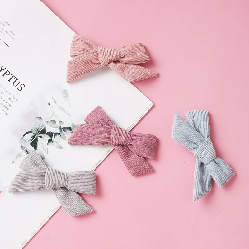 Pinzas para el pelo de bebé con cordón, pasador de pana para niña