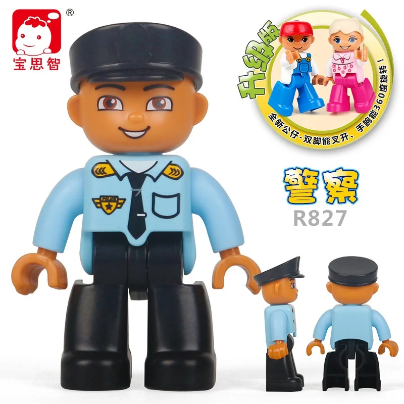 Duplo полицейский семейный дом, пата, мамы, дедушки, доктора, инженер, сделай сам, Duploe, блоки, развивающие игрушки для детей, фигурка