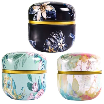 

6pcs Small Iron Sealed Can with Lid Tea Container Storage Pot Kitchen Box in Three Different Design
