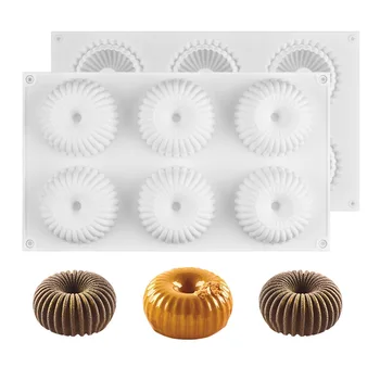 

6 Cavity Cake Mold For Baking Silicone 3d Cake Decorating Bakeware For Chiffon Mousse Pastry Dessert Moulds ZM814