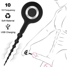 iKenmu Penis Plug Urethra Catheter Male Urethral Vibrator Catheter Sounding Stretcher Dilator Sex Toy Men Erotic 10 Frequency