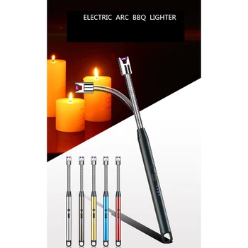 

360 Rotation USB Rechargeable Cigarette Lighters Long Kitchen Electronic Lighters Windproof Plasma Electric Novelty Lighter ARC