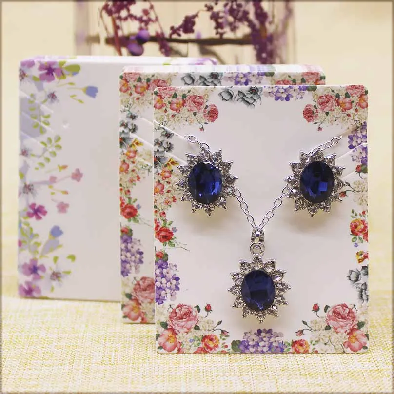 Zerong 50pcs flower style Earrings and Necklace Display Cards Cardboard necklace set pendant Package Hang Tag Card 5.1*6.3cm | Украшения и
