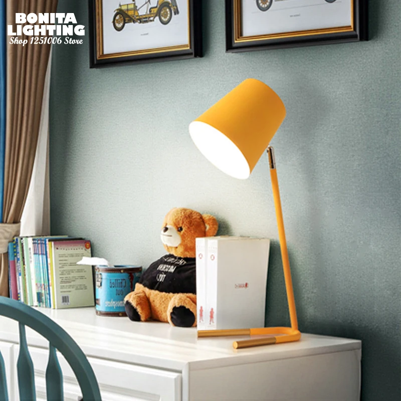 Настольный светильник для чтения в скандинавском стиле, карамельный цвет, Регулируемый угол наклона, светодиодный светильник для спальни