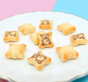 

Japanese Little bear cooki Bread Resin Decoration simulation food Crafts Kawaii Bead Flatback Cabochon Scrapbook DIY Accessories