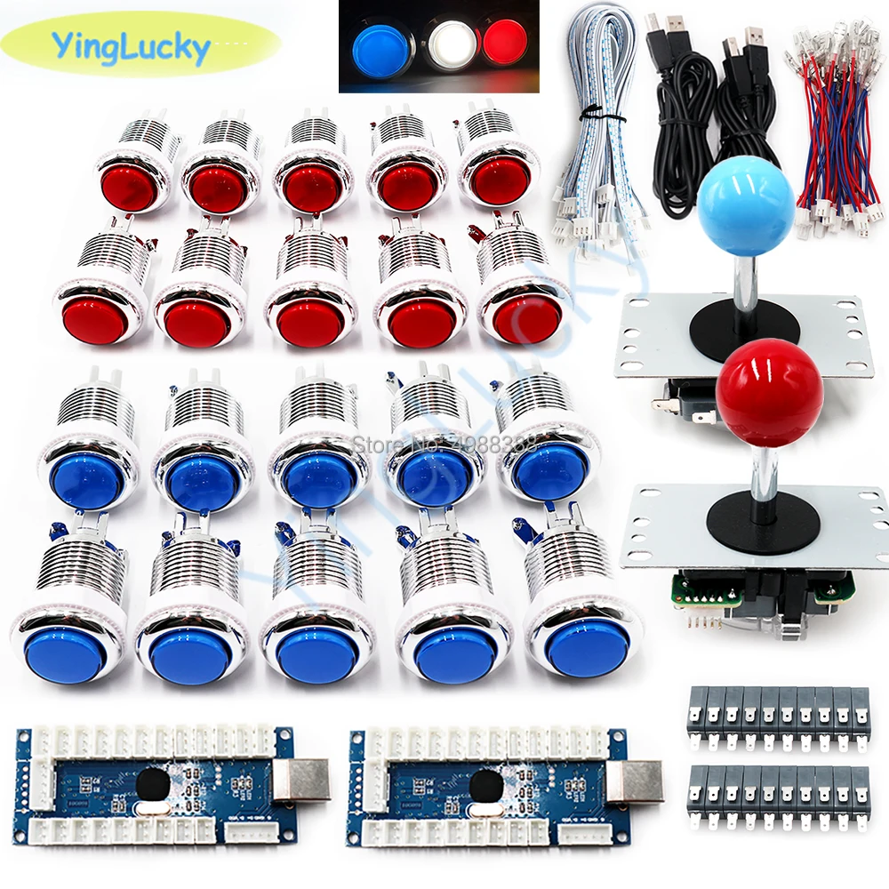 2 игрока DIY джойстик комплект USB Нулевая задержка ps3 доска 12 В светодиодная Кнопка