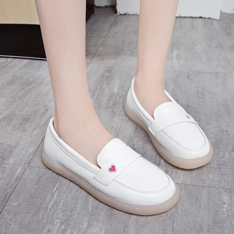 

Soft Small White Shoes Shallow Mouth All-Match Round Toe Female Footwear Casual Sneaker Comfortable Nurse Dress Rubber Lace-Up