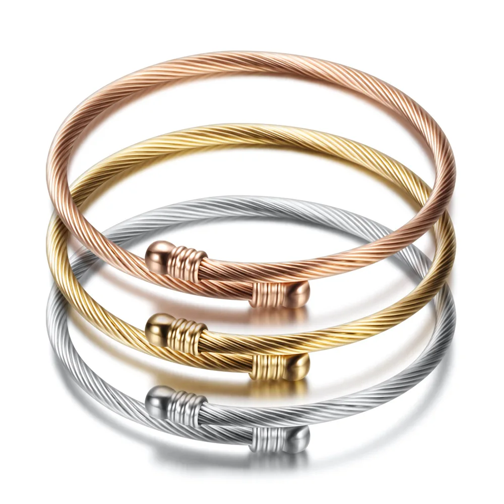 Bangle Bracelet Stainless Steel Bracelet Beaded Bracelet Bead Bracelet Fashion 3 color glossy beads bracelet stainless steel bracelets for women simple personality clothing accessories Jewelry 1127