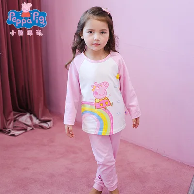 Комплект детской одежды со Свинкой Пеппой; сезон осень-зима; плюшевое пальто с длинными рукавами и штаны; комплект одежды для девочек и мальчиков; игрушки - Цвет: B