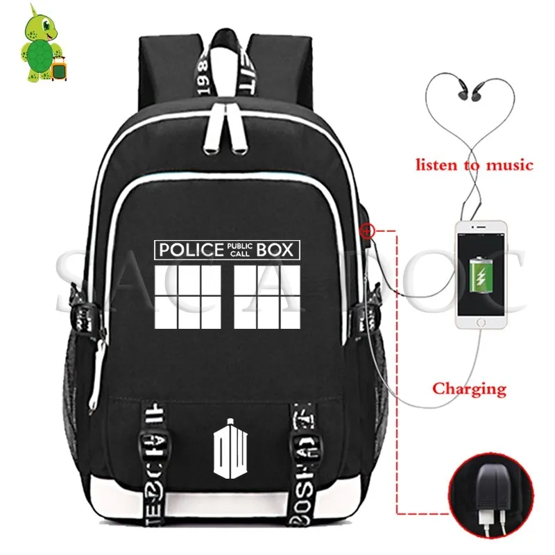 Светящийся рюкзак с изображением Доктора Кто, многофункциональный рюкзак для ноутбука с зарядкой через usb, школьные сумки для подростков мальчиков и девочек, рюкзак для путешествий