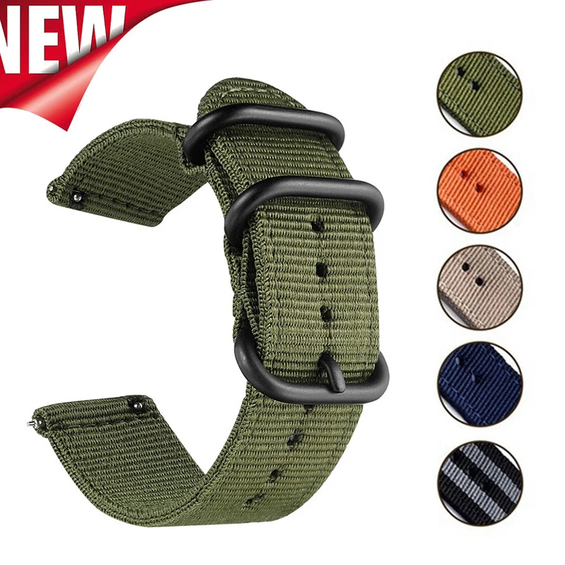 

22mm Canvas Nylon Watchband for Huawei Watch GT Honor Magic Watch 2 46mm Band Wrist Strap Metal Bracelet Belt For TicWatch Pro