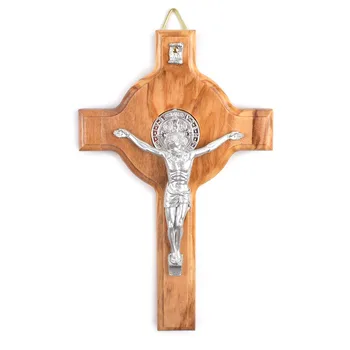 

Saint Benedict Catholic Wood Jesus 160mm Cross Religious Small Wall Decoration Crucifix