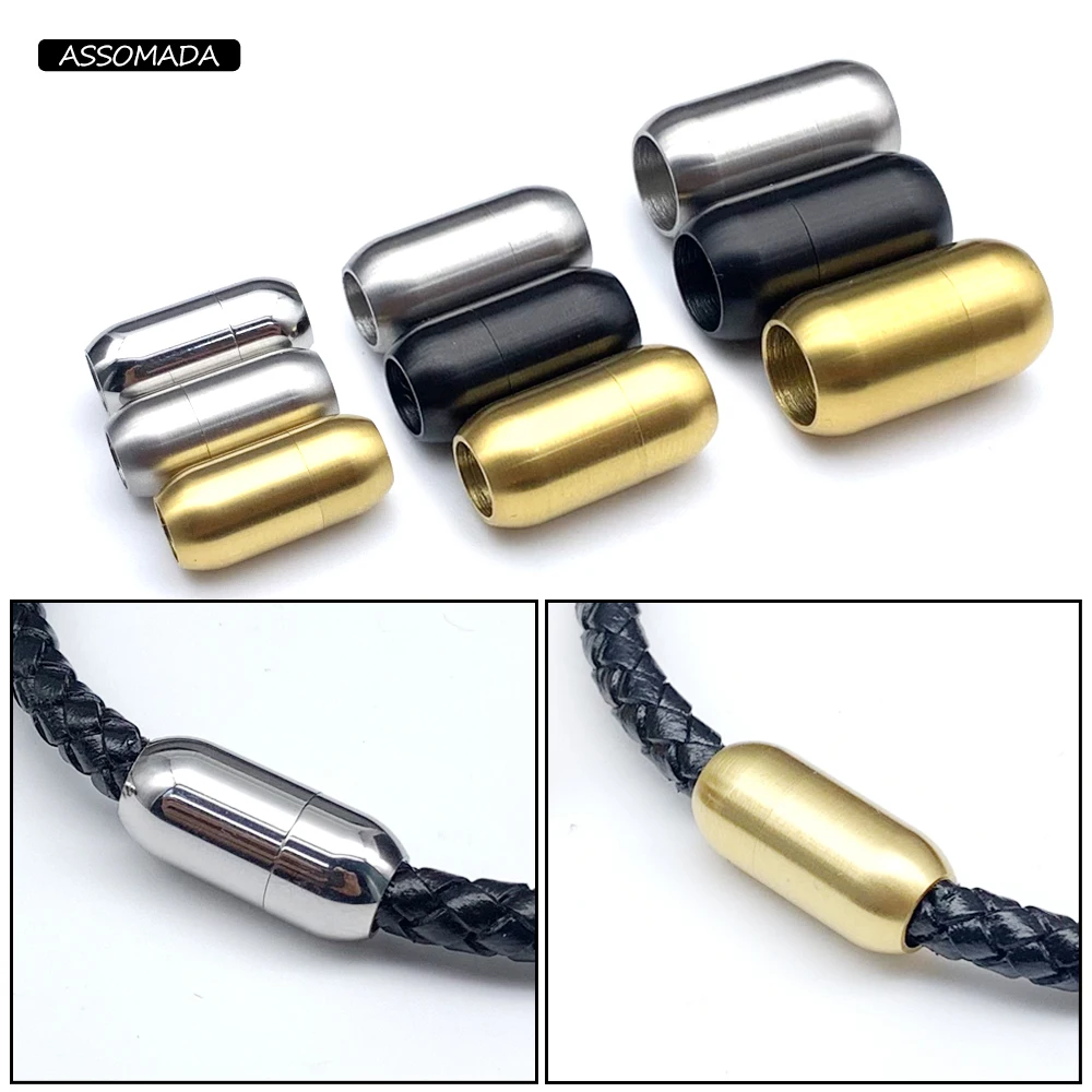 3/4/5/6/8mm Stainless Steel Magnetic Clasp For Bracelet Cowhide