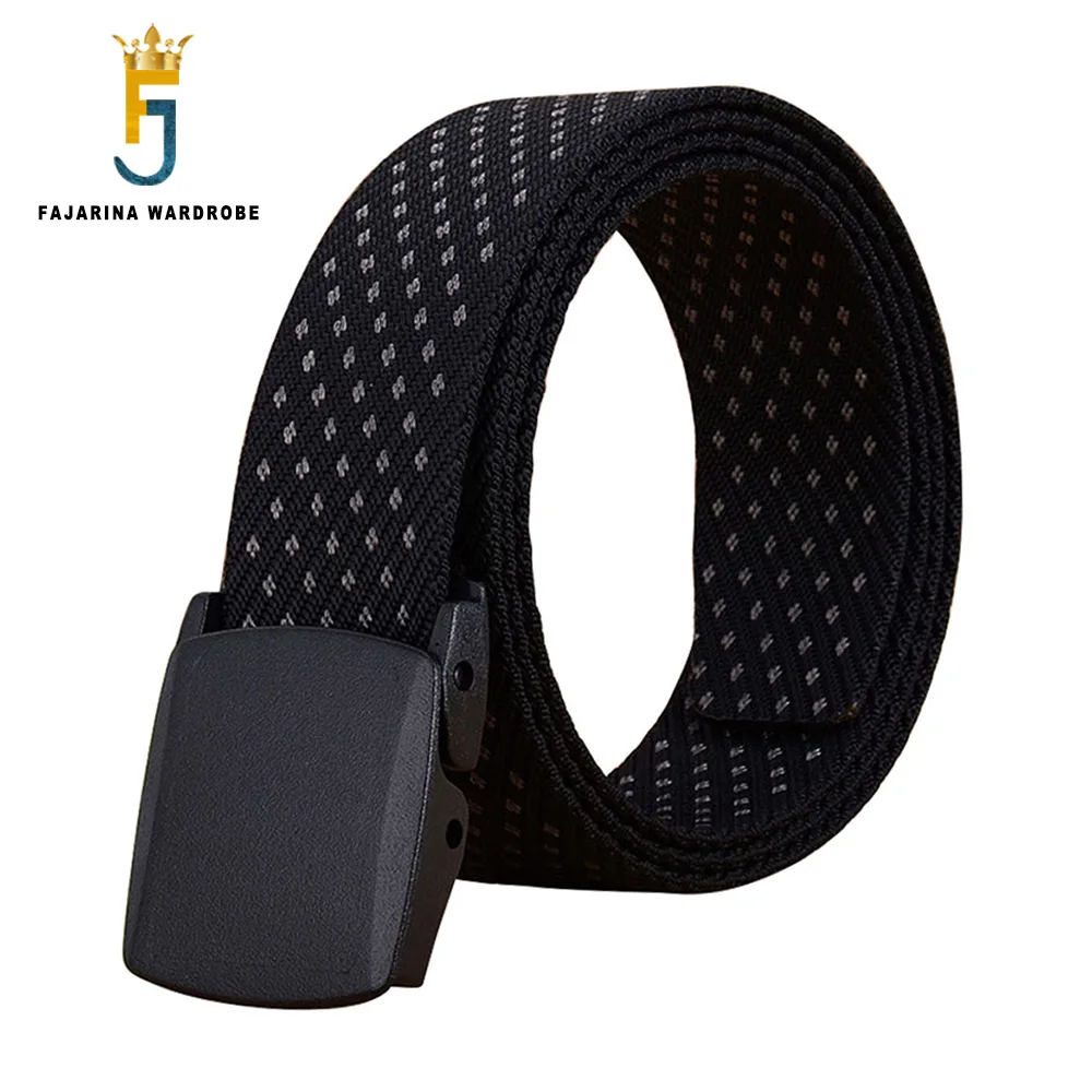 FAJARINA Mens High Quality Plastic Buckle Belts Man Men's Design Fashion Styles Plaid Dot Good Nylon 3.8cm Width CBFJ0083 cukup fashion design new nylon jacquard dragon printed canvas belt jeans accessories plastic buckle casual belts for men cbck230