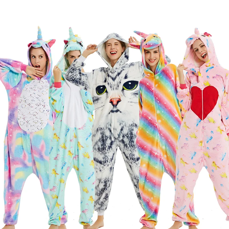 Пижама Kugurumi для взрослых животных единорог нарваль комбинезон женщин мужчин