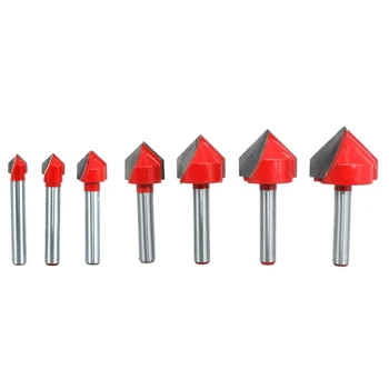 

7Pcs 6.35mm 1/4 Inch Shank 90 Degree V Type Router Bit Edge Forming Bevel Woodworking Milling Cutter for Wood Bits