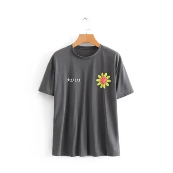 

2019 Summer Casual Women T shirt Black O-neck Short Sleeve Printing High Quality Sweet Femme Tops