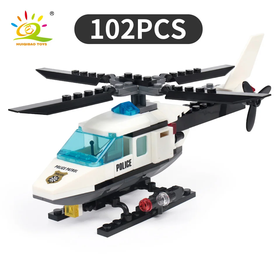 102pcs Police Helicopter Creative Building Blocks DIY Classic City Series Preschool Toys Children's Gifts | Игрушки и хобби