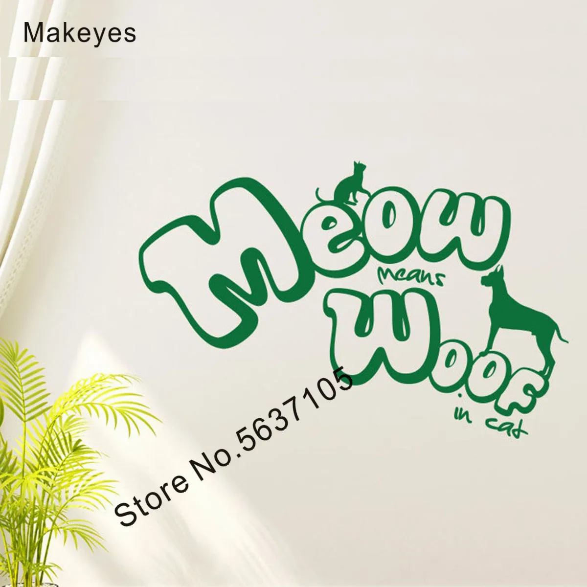 Makeyes Meow Significa Woof Adesivi Murali Animali Adesivi Murali Adesivi Casa Camera Da Letto Per Bambini Decorazione Amore Decorazione Della Parete 