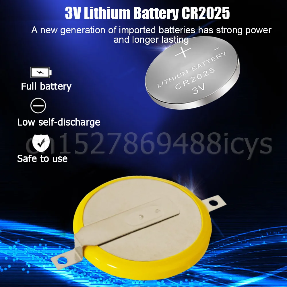 2-20PCS CR2025 CR 2025 3V Lithium Battery With 2 Solder Feet Pins For Car Key Remote Not Rechargeable Battery Button Coin Cell