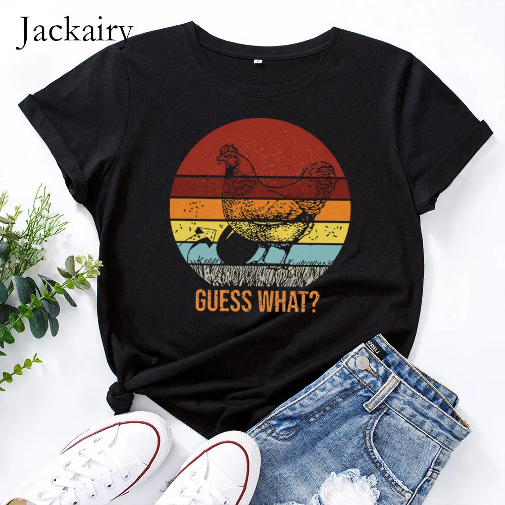 

Jackairy Funny T Shirt Women Plus Size 100% Cotton T-shirt GUESS WHAT Letter Print Graphit Tee Female Casual Short Sleeve Tops