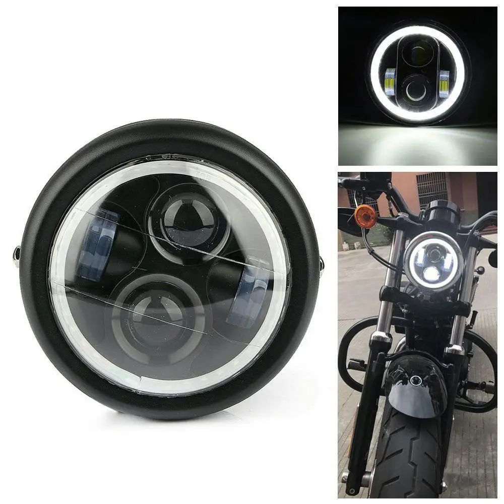 

6.5 inches Motorcycle LED Headlight HeadLamp Bulb With Angel Ring for Harley Sportster Cafe Racer Bobber Iron 883