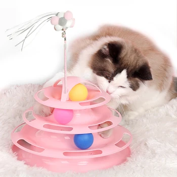 

HEYPET Funny Cat Pet Toy Cat Toys Intelligence Triple Play Disc Cat Toy Balls Cat Crazy Ball Disk Interactive Toy for IQ Traning