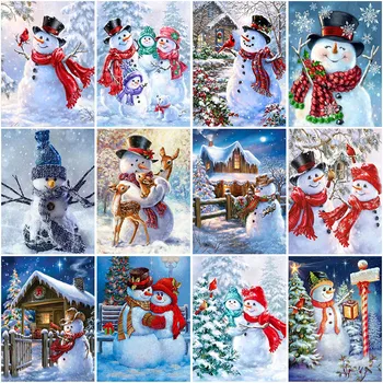 

DIY 5D Diamond Painting Snow Scenery Cross Stitch Snowman Christmas Diamond Embroidery Full Round drill Home Decor Gift