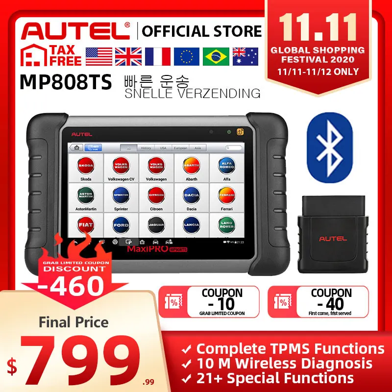 £735.27 Autel Maxipro Mp808ts Professional Autodiagnostic Tool Scanner Tpms Oil Reset