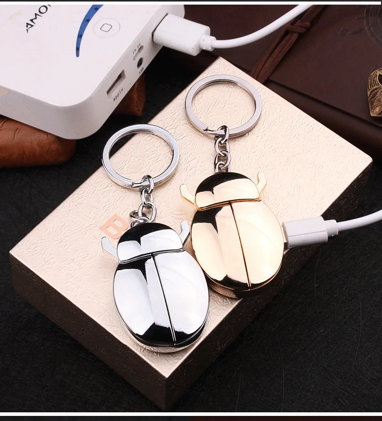 Креативная перезаряжаемая Зажигалка Beetle Божья коровка USB новинка брелок
